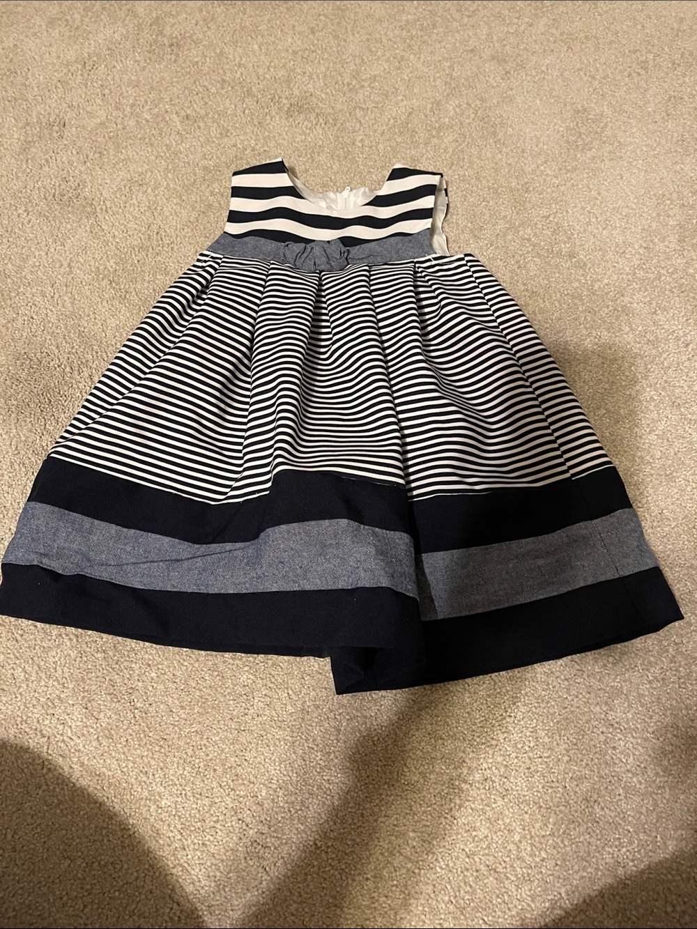 Bonnie Jean Navy and White Striped Sleeveless Dress